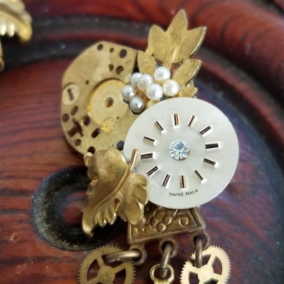 Steampunk Watch Parts Earrings Post Stud Collage Earrings - Picture 7 of 11